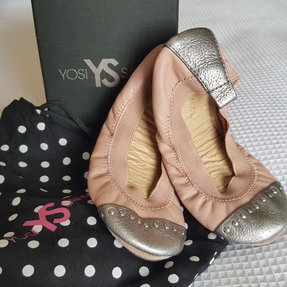 Yosi Samra Girls Size 11 Pink Leather Ballet Flats Shoes